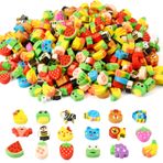 300 adet renkli plastik mini silgi, parti favorileri için sevimli silgi, ev ödevi ödülleri, hediye, kurşun kalem, küçük silgi, hayvan seti, öğrenciler için, rastgele stil