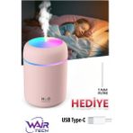 300 ml H2O Ultrasonik Ledli Hava Nemlendirici Buhar Makinesi ve Aroma Difüzörü - Beyaz