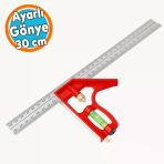 300 Mm 30 Cm Ayarlı Alüminyum Marangoz Gönye Metal Gövde Açılı Ölçüm Cetveli İnşaat Hassas Gönye