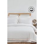 300 Tc King Pamuk Saten Nakışlı Nevresim Takımı Battal Çift Kişilik 6 Parça Krem Kırık Beyaz Secret - Krem - Pembe - 220 x 240 cm