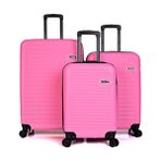 3000 Unisex 3'lü Valiz Seti Pembe Büyük Boy Orta Boy Kabin Boy - Lacivert