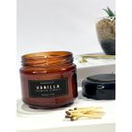 300ML Amber Cam Kavanoz Mum, Kapaklı, Vanilyalı, Siyah Etiket - 1 Adet