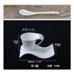 300ML Avrupa Dalga Porselen Kahve Fincanı ve Tabak Seti Beyaz Seramik 90ML/130ML/200ML300ML Kahve Fincanı Kahvaltı Tatlı Kupa Ev Dekor (Yurt Dışından) - 1 Adet - Renkli - 1 lt