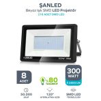 300w 24.000 Lümen 6500k Beyaz Işık Smd Led Projektör-8 Adet