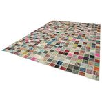 300x400 cm Kırk Yama Pembe Yama Pamuklu Yün El Dokuma Modern Geometrik Etnik Eskitme Desenli Boho Oturma Odası Salon Yolluk Koridor Mutfak Halısı
