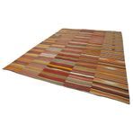 300x400 cm Kırk Yama Turuncu Yama Pamuklu Yün El Dokuma Modern Geometrik Etnik Eskitme Desenli Boho Oturma Odası Salon Yolluk Koridor Mutfak Halısı