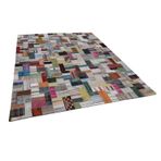 300x401 cm Kırk Yama Gri Yama Pamuklu Yün El Dokuma Modern Geometrik Etnik Eskitme Desenli Boho Oturma Odası Salon Yolluk Koridor Mutfak Halısı