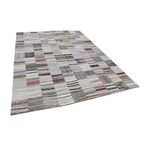 302x399 cm Kırk Yama Bej Yama Pamuklu Yün El Dokuma Modern Geometrik Etnik Eskitme Desenli Boho Oturma Odası Salon Yolluk Koridor Mutfak Halısı