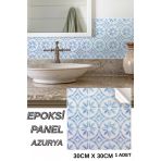 30×30Cm Azurya Mavi Epoksi 1 Adet 3D Yapışkanlı Duvar Paneli Kağıdı Sticker Mutfak Banyo Salon Ofis