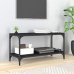 30/35 inç TV'ler için 2 Katmanlı TV Sehpası ve Eğlence Merkezi 80cm TV Rafı TV Altında Depolama Konsol Masası Çoğu TV Kanepe Yan Depolama için Metal Çerçeveli Siyah Renk