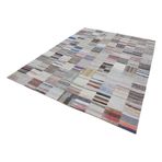 303x401 cm Kırk Yama Bej Yama Pamuklu Yün El Dokuma Modern Geometrik Etnik Eskitme Desenli Boho Oturma Odası Salon Yolluk Koridor Mutfak Halısı