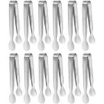 304 Çelik 12 Adet Mini Silver 11 Cm. Buz ve Şeker Maşası CIN624BY-12 - Gümüş