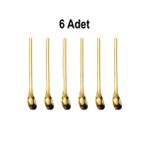 304 Çelik 6 Adet 15,5 cm Gold Kahve Latte Meyvesuyu Kokteyl Barmen Kaşığı CIN942