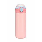 304 Çelik Pembe 500 ml Kulplu Pipetli Çocuk Matara Suluk mt241pm