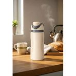 304 L Çelik Krem Kulplu Pipetli 700 ml ılık Soğuk İçecek Termos Suluk mt237by
