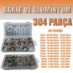 304 Parça Aluminyum ve Bakır Pul Seti - Karter Tapa Pulu