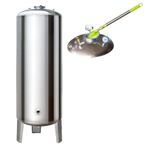 304 Paslanmaz Çelik Dikey Su Basıncı Deposu, Büyük Kapasiteli (160 L/42,2 Gal), Kuyu Suyu ve Akan Su için Montaj Kiti ile, Yıkanabilir, 95 x 50 cm/37 x 19 inç