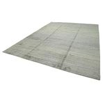 305x427 cm Fas Gri Geometrik Yün El Dokuma Modern Geometrik Etnik Eskitme Desenli Boho Oturma Odası Salon Yolluk Koridor Mutfak Halısı