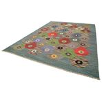 306x430 cm Hurda Gri Geometrik Yün El Dokuma Modern Geometrik Etnik Eskitme Desenli Boho Oturma Odası Salon Yolluk Koridor Mutfak Halısı