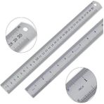 30CM ( 12 Inch ) - Çift Taraflı Paslanmaz Çelik Metal Cetvel - Kalınlık 1mm - Gri - 1 Adet