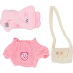 30CM Peluş Bebek Kıyafeti Sevimli Pembe Örgü Kazak Yumuşak Kafa Bandı Çapraz Askılı Çanta Peluş Hayvan Oyuncak Kıyafeti (Yurt Dışından)