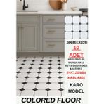 30CM x 30CM 10 Adet Yapışkanlı Karo Floor Pvc Panel Yer Zemin Kaplama Paneli Arkası Kauçuklu 3319 - 30x30 - Beyaz