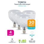 30W Kristal Tasarruflu E27 Beyaz Işık Torch Led Ampul 4 Adet