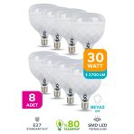 30W Kristal Tasarruflu E27 Beyaz Işık Torch Led Ampul 8 Adet