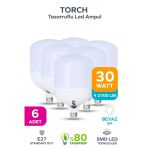 30W Tasarruflu E27 Beyaz Işık Torch Led Ampul 6 Adet