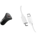 30W Usb-C Araç Içi Hızlı Şarj Aleti Pps Destekli Akım Korumalı Güç Adaptörü & & Ipad Type-C Pd 3.0 Ev301 - Acp08699 Usb-C To Usb-C 2 Metre Kablo 60W