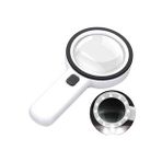 30X 95 mm Çift Hd Optik Cam Lens El Büyüteç 1 Uv 12 LED Işıklı