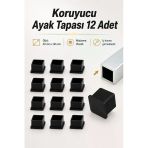 (30X30 Mm) İç Takoz Masa Sandalye Sehpa Ayak Tapası Kare Tıpa Papuç Parke Zemin Koruyucu 12 Adet Vitrin
