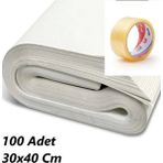 30X40 Tabak - Bardak Eşya Sarma Taşıma Taşınma Paketleme Kağıdı 100 Adet - Koli Bandı Hediye - Beyaz
