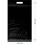 30X40+5+7CM El Geçmeli Lüx Mat Siyah Cepsiz Kargo Poşeti - 300 Adet