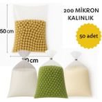 30X50 cm Kalın Şeffaf Naylon Bakliyat Poşeti - 200 Mikron Kalınlık | 50 Adet Ambalaj Torbası