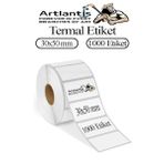 30X50 mm Barkod Etiketi Yapışkanlı 1 Adet Rulo Etiket Termal Barkot Terazi Etiketi 1000 li Barkod Yazıcılarına Uyumludur