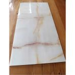 30X60 cm Mermer Desenli Yapışkanlı Seramik Desen Mutfak-Banyo-Wc Pvc Duvar Kaplama Paneli - Turuncu - Beyaz