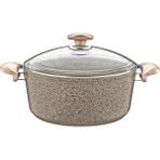 3110 2 Parça Bio Granit 18X10 cm 2,00 Litre Derin Tencere Sütlü Kahve Rengi - Kahverengi - 18 x 10 Cm - 2,0 Litre
