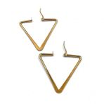 316 L Çelik Gold Renk Üçgen Figürlü Küpe Çap 4 cm