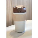 316 L Çelik Kahverengi 450 ml Pipetli Soğuk Sıcak Kahve El Termos Mug cin847khv