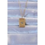 316L Altın Renk Işlemeli Nazarlı Göz Model Vintage Kolye - Lisinya - 001-Renkli