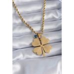 316L Celik Gold Renk Burgu Model Islemeli Yonca Figur Nazar Boncuk Detay Kadin Kolye - Tj-Bko7793