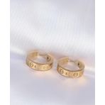 316L Çelik Gold Renk Cartier Model Halka Küpe - EBJ240613W24951
