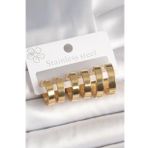316L Çelik Gold Renk Halka Model Kadın Küpe Seti - Tj-Bkp10393