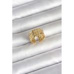 316L Çelik Gold Renk Hasır Model Kadın Yüzük - Tj-Byk4161