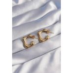 316L Çelik Gold Renk Içi Boş Bubble Kalp Küpe - Lisinya - 001-Renkli