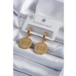 316L Çelik Gold Renk İşleme Detay Kadın Küpe - TJ-BKP7981