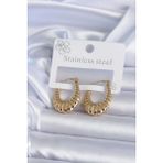 316L Çelik Gold Renk Işlemeli Halka Model Kadın Küpe - Lisinya - 001-Renkli