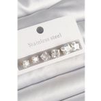 316L Çelik Gold Renk Kare Zirkon Taş Model Kadın Küpe Seti - Tj-Bkp10304