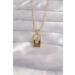 316L Çelik Gold Renk Karışık Mineli El Figür Tarot Kolye - TJ-BKO9035